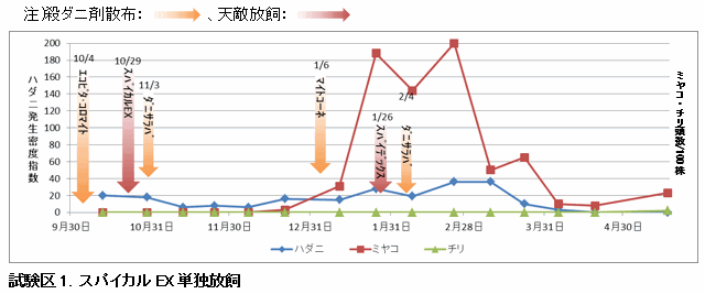 イチゴ栽培におけるスパイカルEXとスパイデックスの同時防除の有効性