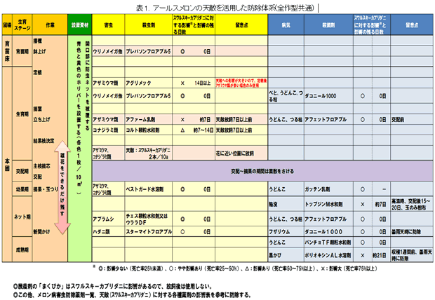 アースメロンの天敵を活用した防除体系