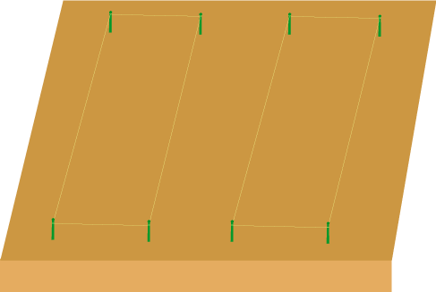 畝を立てる4か所に目印を立てる